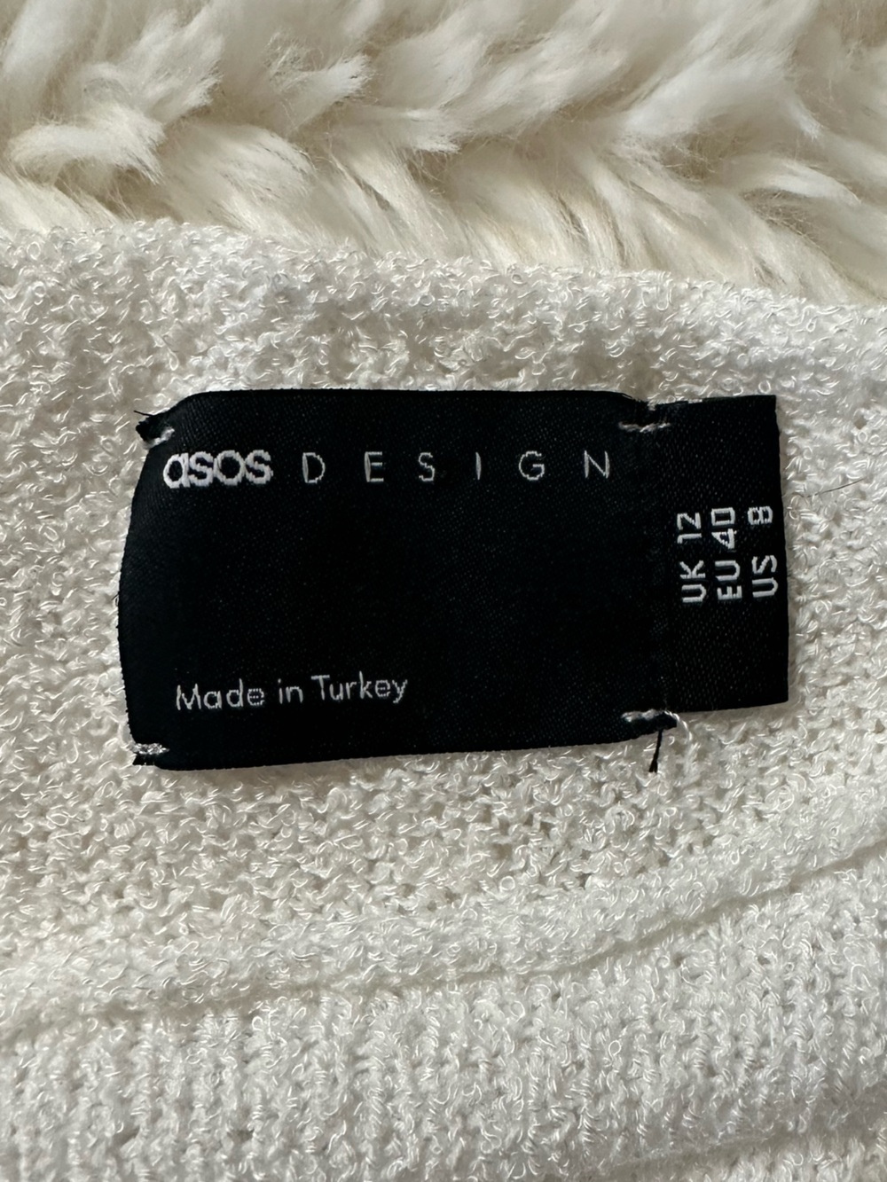 ASOS Design Distressed Off Shoulder Sweater Ivory Grunge Festival Size 8 - Picture 5 of 15